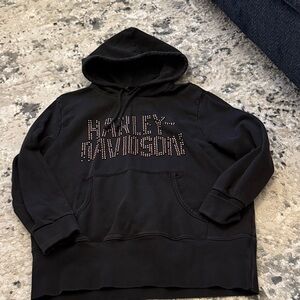 Harley-Davidson Black Studded Hooded Sweatshirt size Large